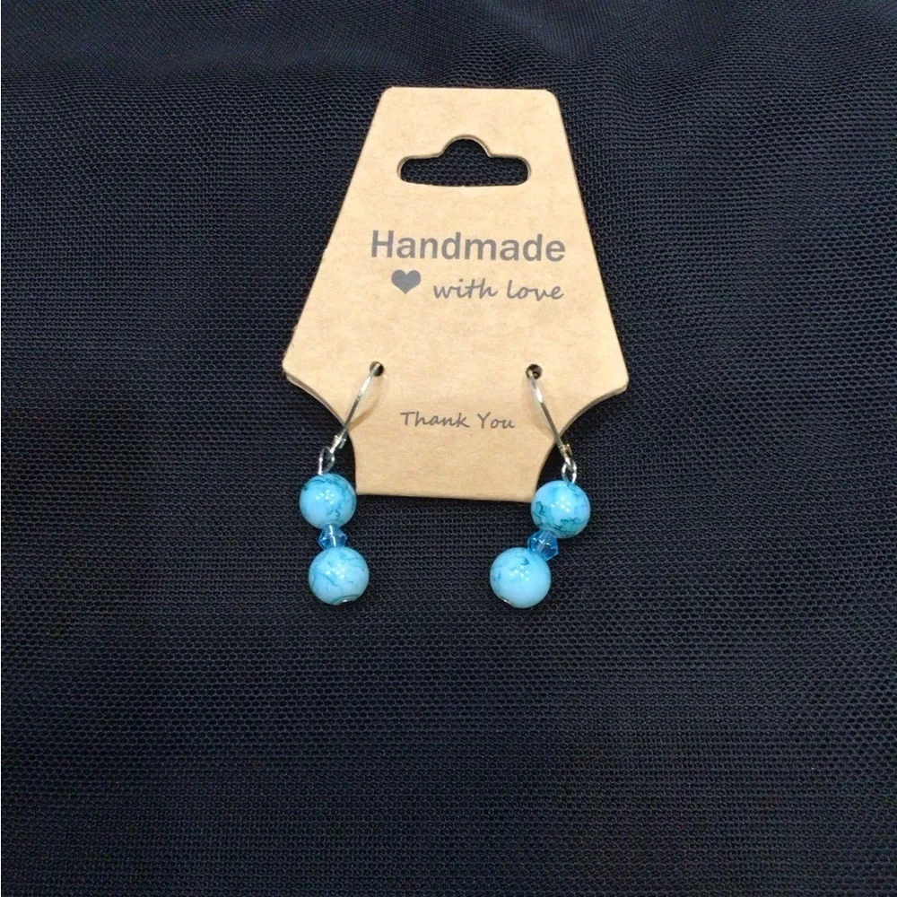 Six Handmade Gemstone Earrings Set in Pink, Purple, Black, Crystal, & Turquoise. - Picture 14 of 15